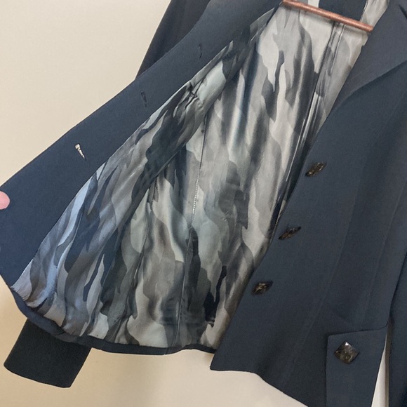 Ross Mayer Blazer Womens 6 Gray Wool Stretch Jacket Tortoise Buttons Workwear - Picture 10 of 15